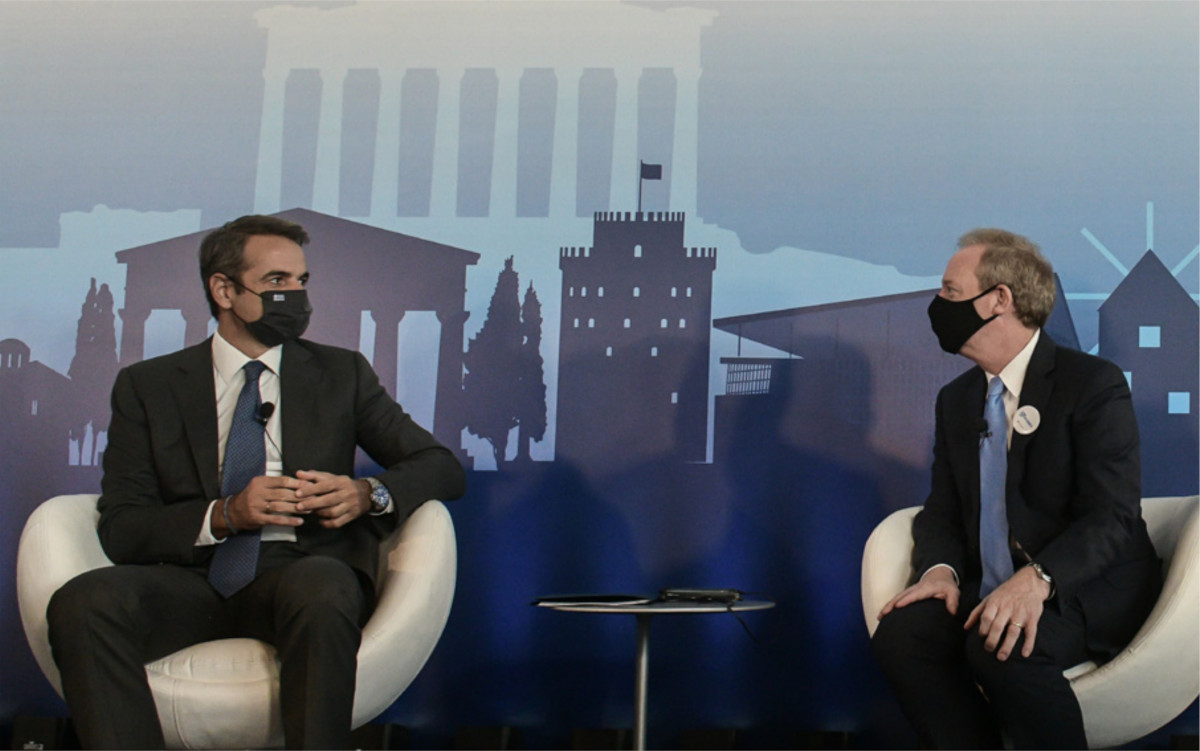 O Κ. Μητσοτάκης με τον πρόεδρο της Microsoft Brad Smith, όπου παρουσιάστηκε η επένδυση της εταιρείας στην Ελλάδα